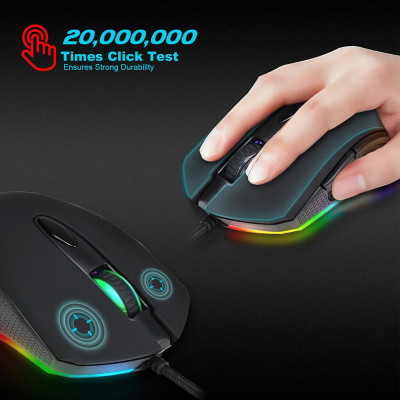 Bộ bàn phím HXSJ J100 + S500 Combo Chuột J100 35 Phím Bàn phím chơi game một tay Chuột chơi game S500 Cơ khí có dây USB
