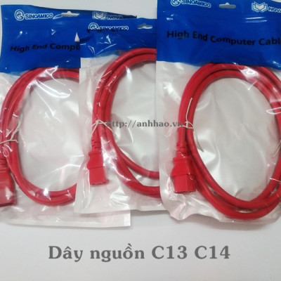 Dây nguồn C13 C14 dài 1.5m màu đỏ - Lõi đồng 3G x 1.31mm, chuẩn UL - Hàng chính hãng