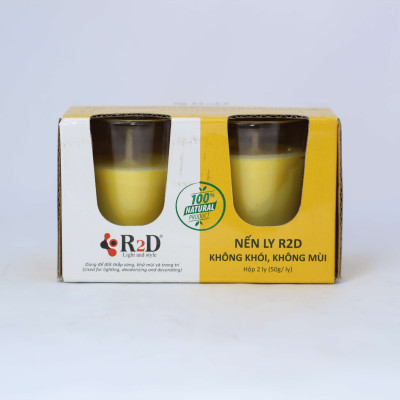 Nến Không Khói Vàng, Nến Thắp Sáng, Đèn Cầy Ly Không Khói [LY 50g], Chính Hãng Từ Shop R2D, Thành Phần Tự Nhiên, Lành Tính.