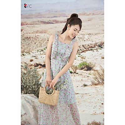 Đầm maxi hoa tím, bèo tay Tri