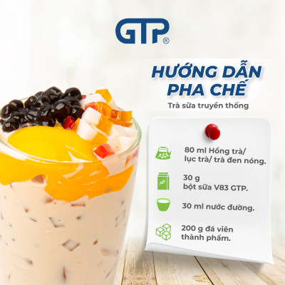 Bột kem béo V83 GTP (1KG)- Béo, thơm đậm vị dùng để pha trà sữa, thức uống, làm bánh - SP Chính Hãng (Bột kem béo hiệu V83 (1kg/bao))