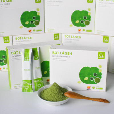 Bột Lá Sen Sấy Lạnh Nguyên Chất Quảng Thanh Hộp 45g  - Ngủ ngon, giảm mỡ máu, giảm cân, mát gan, mờ nám, tàn nhang, đẹp da