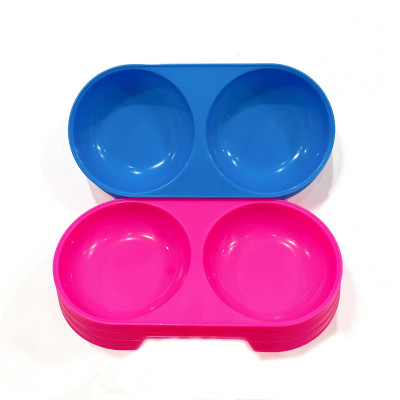 Bát Nhựa Đôi Cho Chó Mèo Hình Bầu Dục, Bát Ăn Chó Mèo
