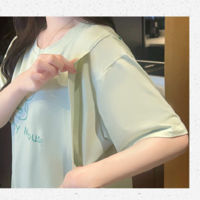 Bộ Đồ Bầu Và Sau Sinh Áo Ngắn Quần Dài Chất Liệu Cotton Mùa Hè Thu AZ52