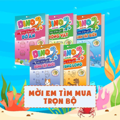 Sách - Dino Tập Vẽ - 4 Bước Vẽ Đơn Giản Sinh Vật Biển - Megabook