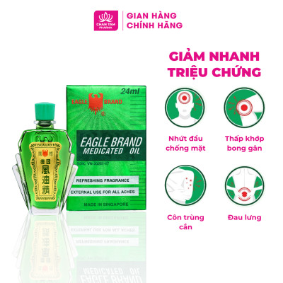 [Chính Hãng Singapore] Combo 2 Chai - Dầu Gió Xanh Con Ó Eagle Brand 24ml