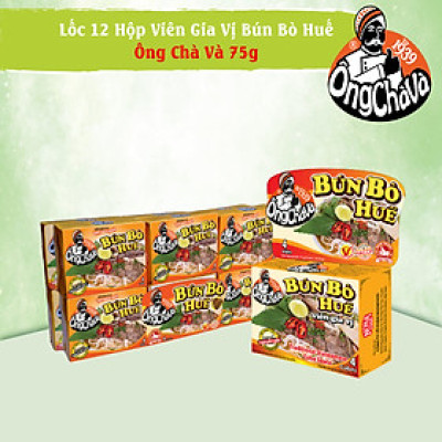 Lốc 12 Hộp Viên Gia Vị Bún Bò Huế Ông Chà Và 75gram (Hue Beef Rice Noodle Soup Cubes)