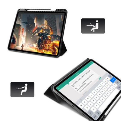 Bao da chính hãng Mutural cao cấp cho iPad Pro 12.9 2020 có khay đựng bút - Đen