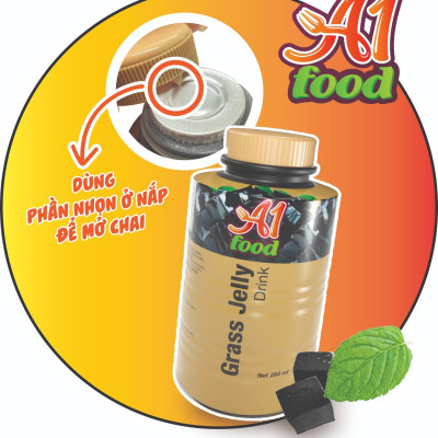 Lốc 6 chai thức uống sương sáo thanh mát kèm thạch A1 Food Grass Jelly Drink 280ml - Nhập khẩu Malaysia