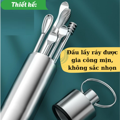 Bộ dụng cụ lấy ráy tai inox cao cấp- Bộ ngoáy tai y tế inox 304- Dụng cụ lấy ráy tai chuyên nghiệp- Bộ vệ sinh tai không đau, an toàn- Bộ dụng cụ ngoáy tai chống gãi rát- Que lấy ráy tai đa năng bằng thép không gỉ