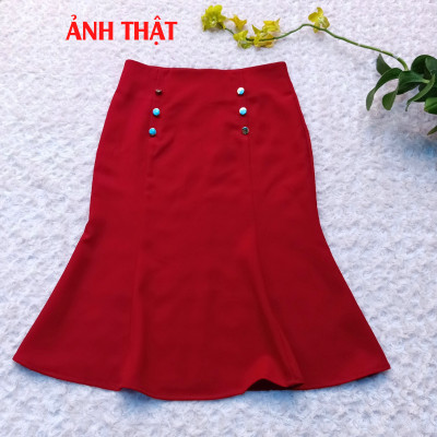 Chân váy đuôi cá midi dáng dài ôm body khóa kéo xẻ sau chất gold nhập co giãn NEW DESIGN CV0087