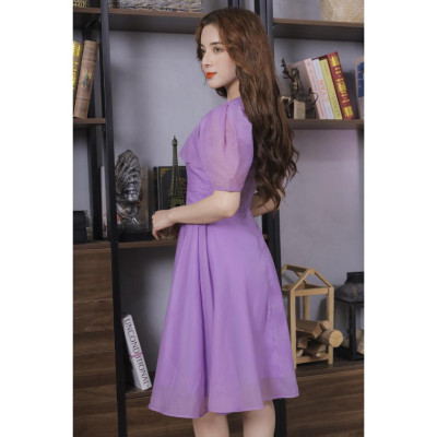 Váy Tơ Óng Màu Tím 23V010 Cao Cấp Pi Style