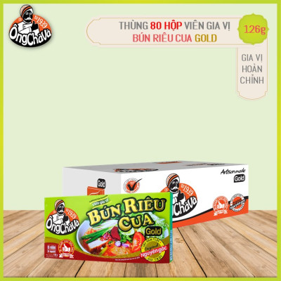 Thùng 80 Hộp Viên Gia Vị Bún Riêu Cua Gold 126g Ông Chà Và Siêu Tiết Kiệm Cho Các Quán Ăn