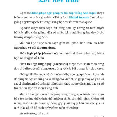 Global Success - Chinh Phục Ngữ Pháp Và Bài Tập Tiếng Anh - Lớp 8 - Tập 2 (Có Đáp Án)