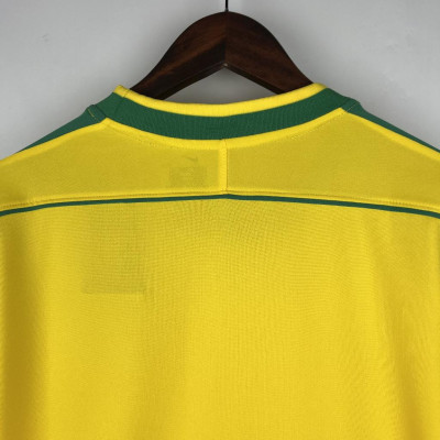 Áo Bóng Đá Retro Tuyển Brazil 1998 Dài Tay - Sân Nhà bản cao cấp vải Cotton Polyester