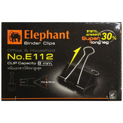 Hộp 12 Kẹp Bướm 19mm - Elephant E112