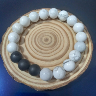 Vòng tay phong thủy đá Bạch tùng thiên nhiên, hợp nam nữ, Kèm giấy KIỂM ĐỊNH Photocopy  SẢN PHẨM MẪU, Kèm túi đựng Cung hỷ.