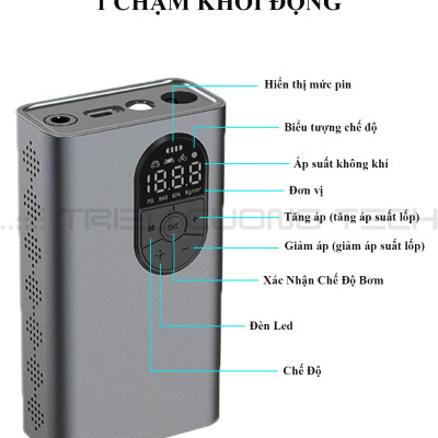 Máy Bơm Lốp Ô Tô Điện Tử Cầm Tay Đa Năng Nhỏ Gọn - Tự Ngắt Cho Xe Hơi Xe Đạp Xe Gắn Máy CQB - Đèn Led Chiếu Sáng Ban Đêm - Hàng Chính Hãng