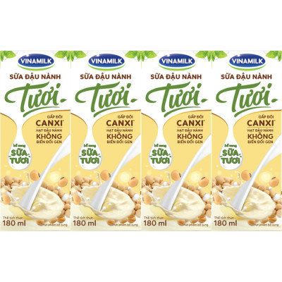Thùng Sữa đậu nành Tươi Vinamilk 180ml - 48 hộp/Thùng