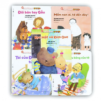 Combo 05 cuốn ehon Cùng bé lớn khôn 2 cho bé 3+ : Mầm non ơi, tớ đến đây!/ Ông nội là gấu bông của tớ/ Tai của Đô Đô tức giận rồi/ Đôi bàn tay gấu/ Kẹo mật và kem que