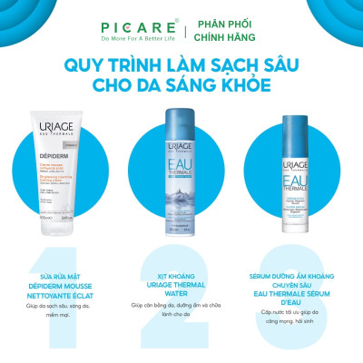 Sữa Rửa Mặt Uriage Depiderm Mousse Nettoyante Eclat làm Sáng, Sạch và Thanh Khiết Làn Da
