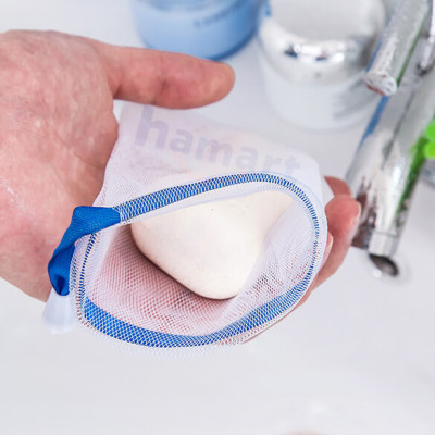 Túi Lưới Đựng Xà Phòng Tạo Bọt Xà Bông Tắm 2 Lớp Có Dây Rút Treo Tường Tiện Lợi Nhiều Màu