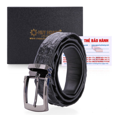 HJ4727-28-29-31 - Dây nịt nam da cá sấu gai lưng đầu kim màu đen, nâu đất, nâu đỏ, vàng bò