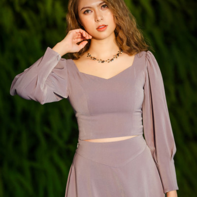 Chân váy chữ A xoè midi dài qua gối Vĩ Dạ SKI039 thời trang thiết kế Hity