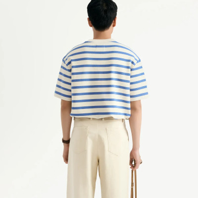 Áo thun nam tay ngắn sọc ngang lớn jacquard Form loose - RT 10S25TSS050 | ROUTINE CÀ MAU