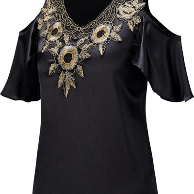 Áo trễ vai nữ thiêu hoa dành cho người mập