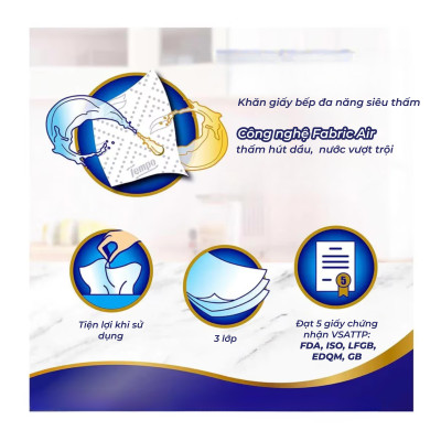 [MUA 2 LỐC BẾP CUỘN TẶNG 1 GÓI BẾP RÚT + 1 GÓI KHĂN ƯỚT + 1 GIÁ ĐỠ] Khăn Giấy Bếp Cuộn Đa Năng Siêu Thấm Tempo ( Lốc 4 Cuộn)
