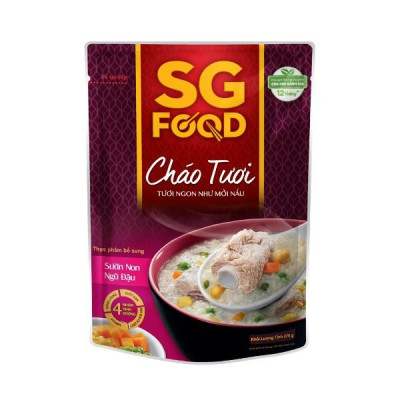 Combo 5 gói Cháo Tươi SG Food đủ vị (Tổ Yến Thịt Thăn, Sườn Non, Lươn, Cá Lóc, Cá Hồi)
