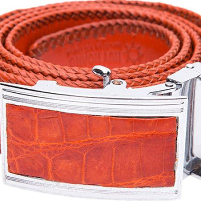 Thắt Lưng Nam Da Cá Sấu Đan Viền Bản Lớn Huy Hoàng HT4291 - Vàng