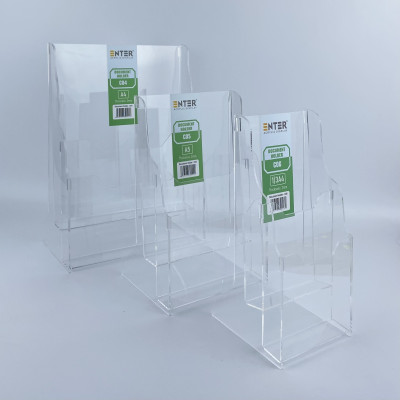 Khay đựng giấy, Hộc đựng tờ rơi, Kệ mica nhiều giấy 2 ngăn Enter C06 100x210mm 1/3A4 đứng 2mm