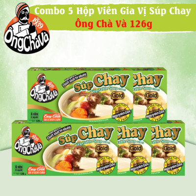 Combo 5 Hộp Viên Gia Vị Súp Chay Gold Ông Chà Và 126g (Vegetable Soup Cubes)