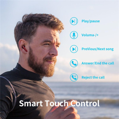 CINCATDY Tai Nghe Bluetooth True Wireless Headset Dock Sạc có Led Báo Pin Kép F600 - Hàng Nhập Khẩu