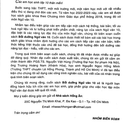 Bồi Dưỡng Ngữ Văn 10 (Biên Soạn Theo Chương Trình GDPT Mới) (Dùng Kèm SGK Chân Trời)
