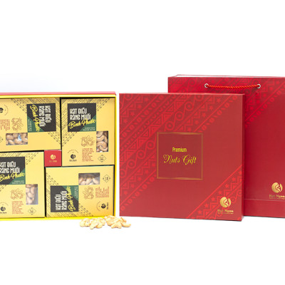 Hộp quà tặng PHÚ QUÝ,  hạt điều Bình Phước không vỏ lụa loại A