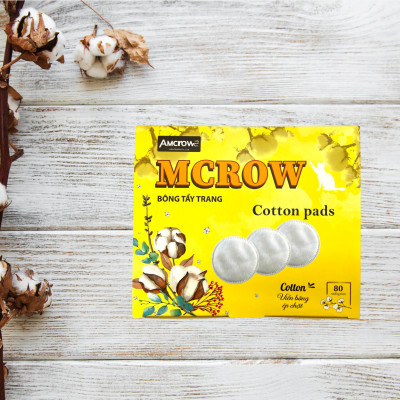 Bông tẩy trang tròn ép viền hộp 80 miếng MCROW 
