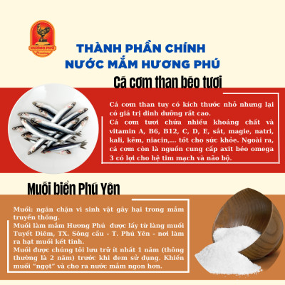 Nước mắm nhỉ cá cơm Hương Phú 40 độ đạm 300ML - Thùng 6 chai - Cốt Đặt Biệt