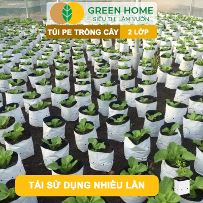 10 Túi Trồng Cây GreenHome, PE 2 Lớp, 18x36CM, Chống UV, Tiện Lợi, Độ Bền 1,5 Năm, Trồng Rau, Hoa