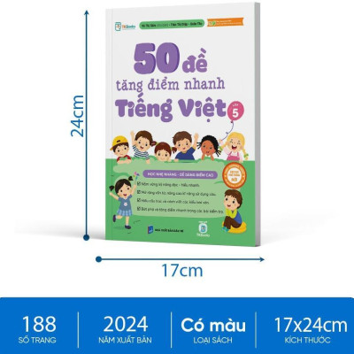 Sách - 50 Đề Tăng Điểm Nhanh Tiếng Việt Lớp 5 – Học Nhẹ Nhàng – Dễ Dàng Điểm Cao - MCBooks