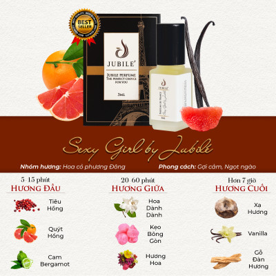 S.e.x.y Girl by Jubilé - Tinh dầu nước hoa Pháp Nữ Minisize Dạng lăn 3ml Thơm Lâu, Sang Trọng, Quyến Rũ