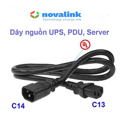 Dây nguồn C13 C14 Novalink 13A – Dài 1m/1.5m/1.8m/2m cho UPS, PDU, Server. Lõi đồng 3Gx1.31mm, chuẩn UL - Hàng chính hãng