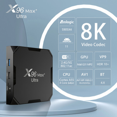 Android Tivi Box X96 Max plus ultra S905X4 Ram 4G Rom 32G Wifi Kép Có Bluetooth Cài Sẵn Ứng Dụng Xem Phim HD Và Truyền Hình Cáp miễn phí vĩnh viễn - Hàng Nhập Khẩu