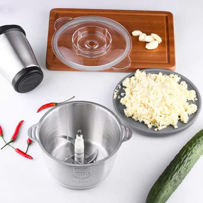 Máy Xay Thịt Đa Năng Cối Inox 2 Lít Dao Thép 4 Lưỡi Siêu Khoẻ - Hàng nhập khẩu