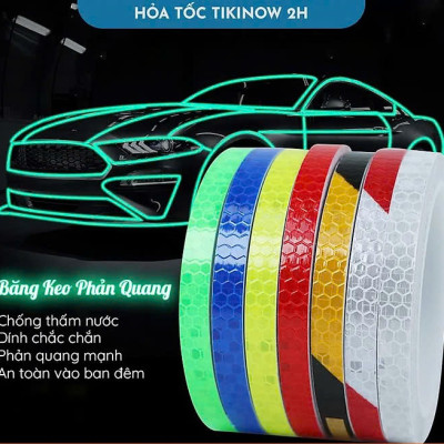 Băng Keo Phản Quang Dán Nhà Cửa, Trang Trí Oto, Xe Máy, Xe Đạp MÀU VÀNG 1cm x 8m