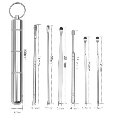 Dụng Cụ Lấy Ráy Tai, Bộ Ngoáy Tai 6 Chiếc KUNBE, Chất Liệu Inox Cao Cấp Giúp Vệ Sinh Tai An Toàn, Chuyên Nghiệp