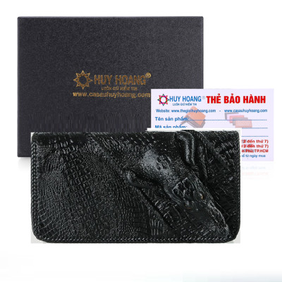 HJ3730-31-32-33 - Ví cá sấu nhiều ngăn đầu cá sấu đen, nâu đất, vàng, nâu đỏ