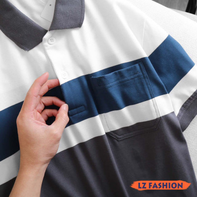 ÁO THUN TAY NGẮN CÓ CỔ PHỐI TÚI SỌC ĐỘC ĐÁO, PHONG CÁCH LỊCH LÃM - LZ FASHION - LZPS143